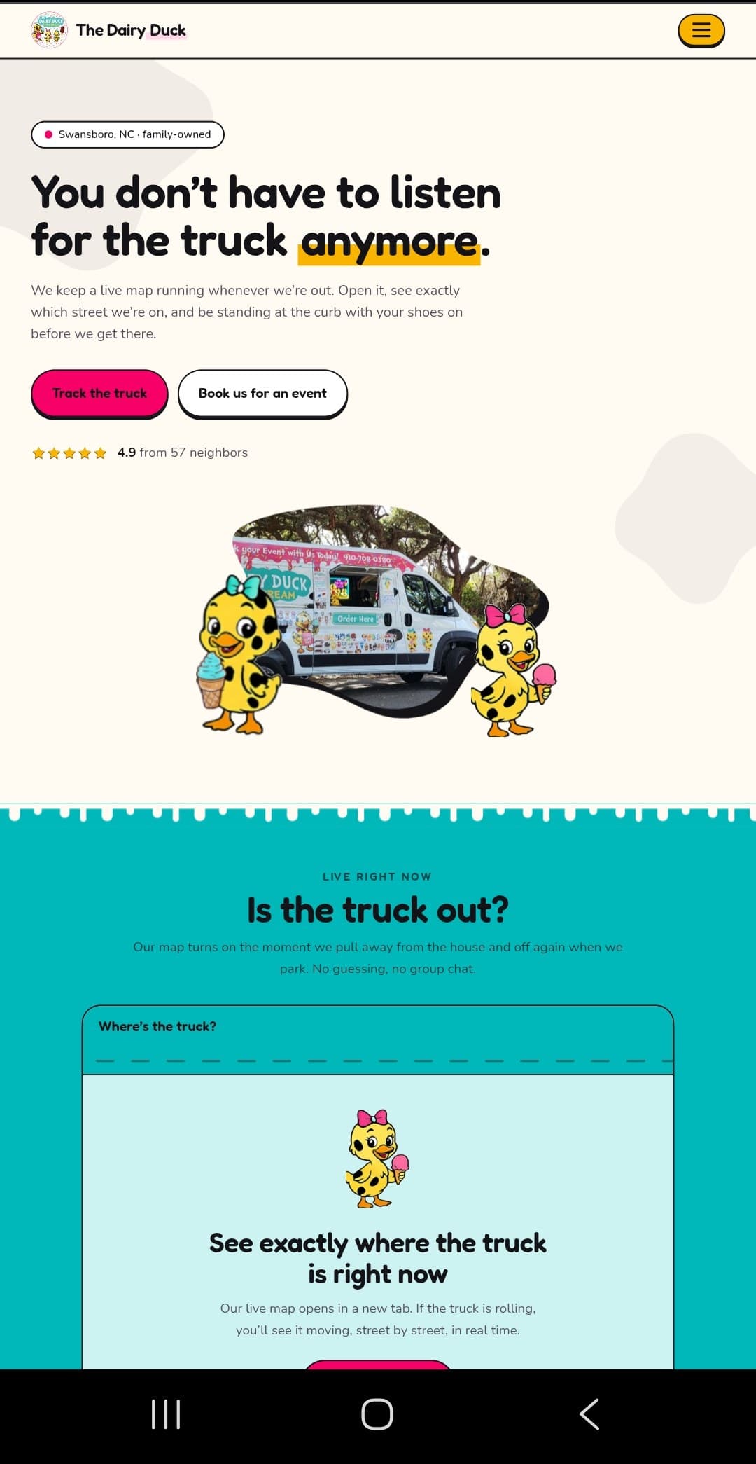 Screenshot of the The Dairy Duck website